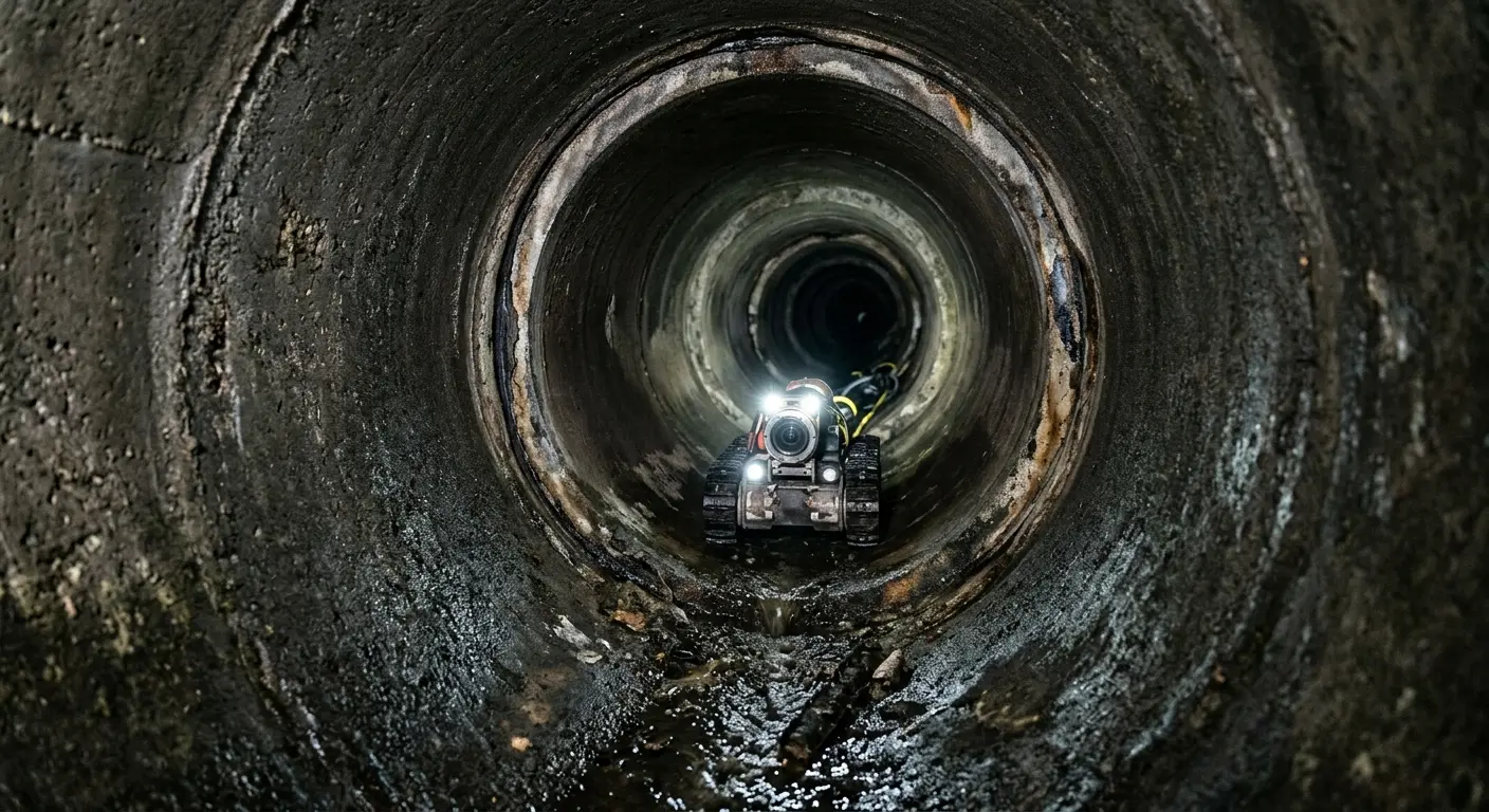 Robotic sewer camera inspecting pipe interior for Sewer Line Repair in Menominee